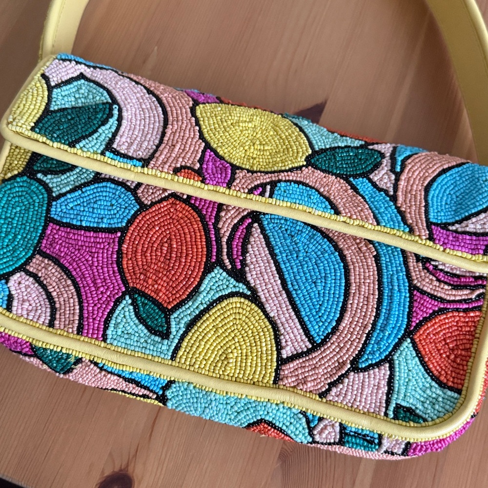 LIKE NEW STAUD Tommy Beaded Bag, Citrus - Picture 5 of 9